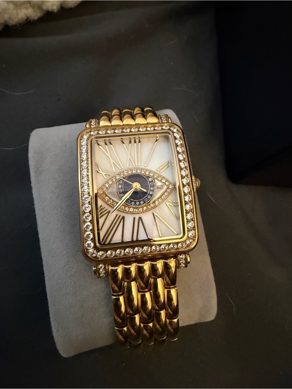 Women's Gold Bracelet Watch with Crystal Eye Detail